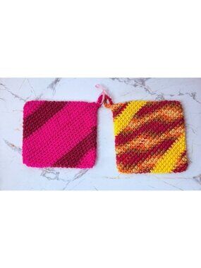 Handmade Crochet Thick Potholders / Hot Pads Set of 2